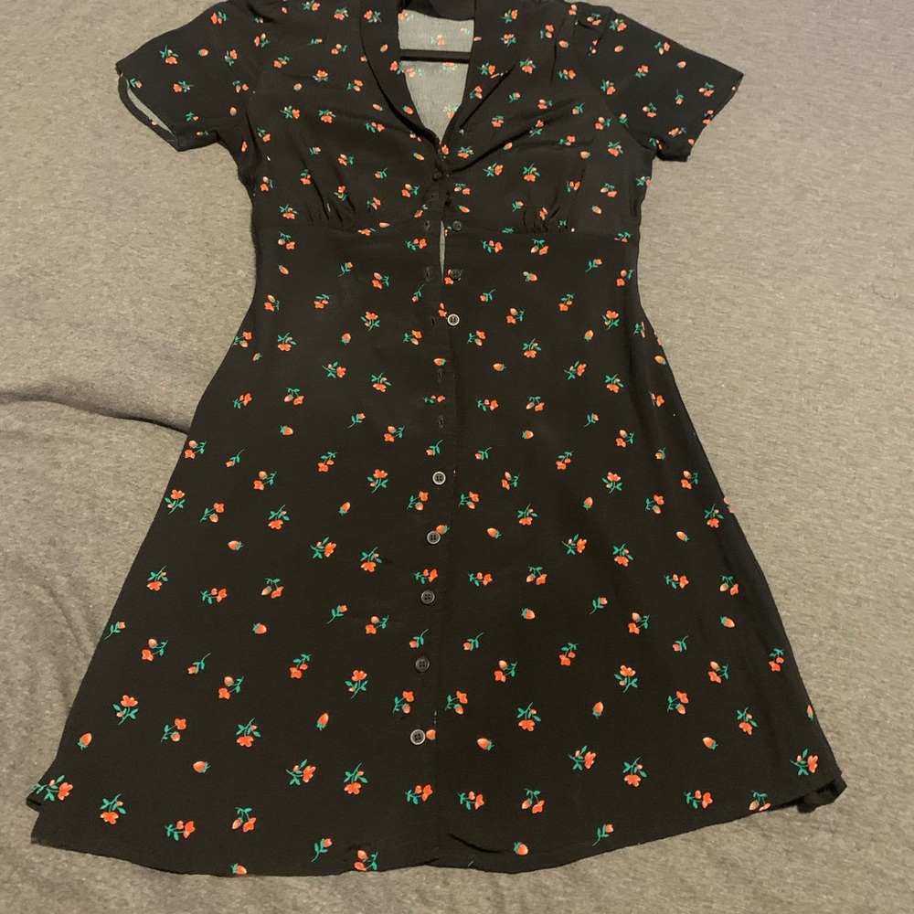 Black, floral print summer dress